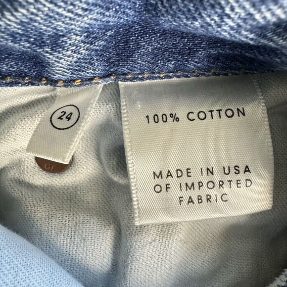 GRLFRND Womens Jeans Size 24 Helena Button Fly Blue Radio Clash Distressed USA - Picture 14 of 16